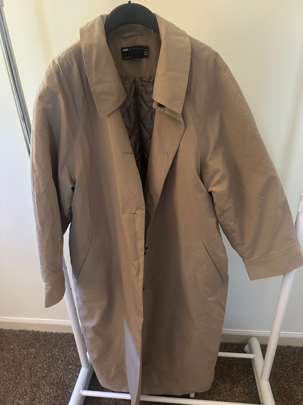 ASOS Women’s Quilted-Lined Oversized Trench Coat in Beige